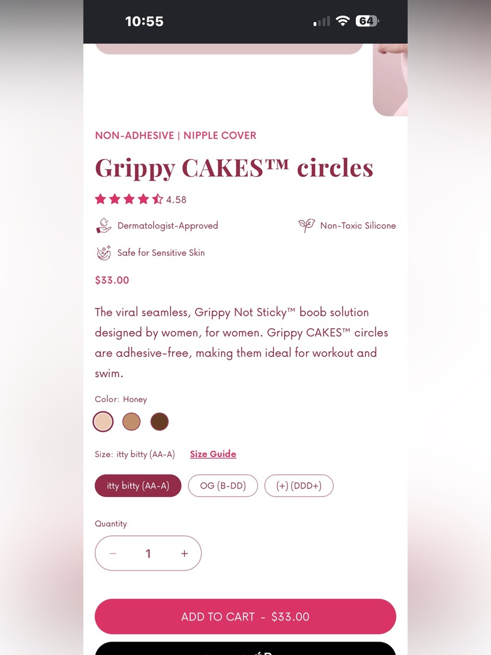 Grippy CAKES™ Circles Non-Adhesive Nipple Covers - Honey OG size